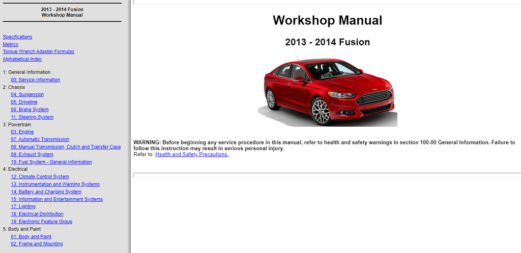 2013-2014 ford fusion Workshop Manual + wiring diagrams
